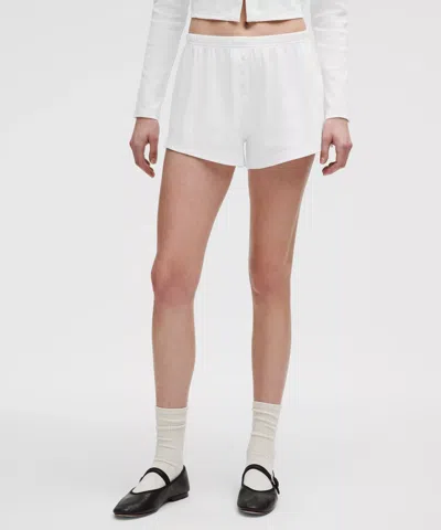 Lululemon Cotton Pointelle Mid-rise Shorts 3" In White