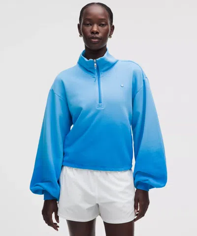 Lululemon Cotton Terry Tennis Half Zip In Blue