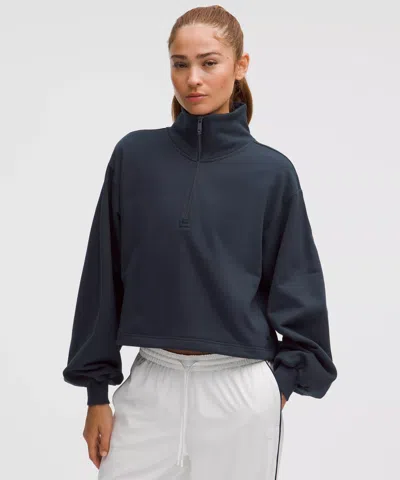 Lululemon Cotton Terry Tennis Half Zip In Blue