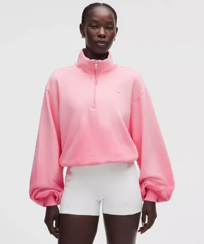Lululemon Cotton Terry Tennis Half Zip In Pink