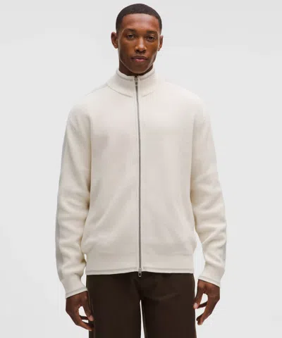 Lululemon Cotton-blend Knit Full-zip Sweater In White
