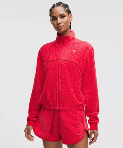 Lululemon Court Rival Velvet Terry Tennis Jacket In Red