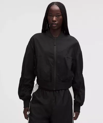 Lululemon Curved-hem Cropped Bomber In Black