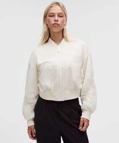 Lululemon Curved-hem Cropped Bomber In Neutral