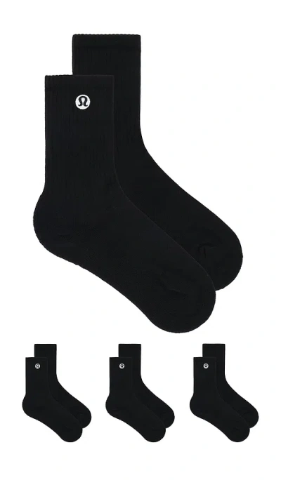 Lululemon Daily Essential Socks 3 Pair In Black