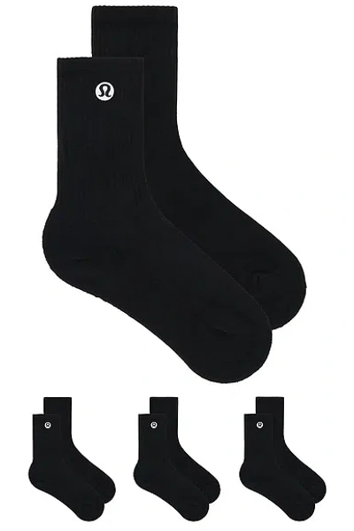 Lululemon Daily Essential Socks 3 Pair In Black