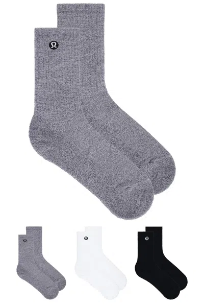 Lululemon Daily Essential Socks 3 Pair In Gray