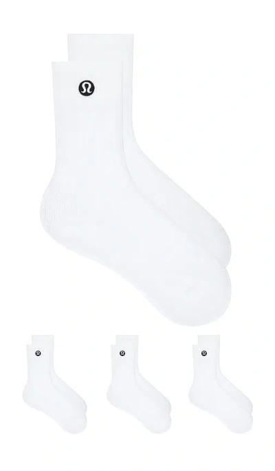 Lululemon Daily Essential Socks 3 Pair In White
