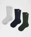 Lululemon Daily Stride Ribbed Comfort Crew Socks 3 Pack In Multi