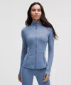 Lululemon Womens Iron Blue Define Funnel-neck Stretch-knit Jacket