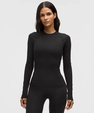 Lululemon Diamond-texture Wool-blend Crewneck Base Layer In Black