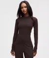 Lululemon Diamond-texture Wool-blend Crewneck Base Layer In Brown