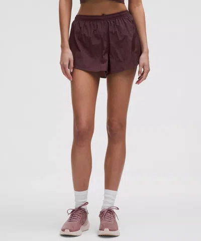 Lululemon Dolphin-hem Mid-rise Running Short 3" In Brown