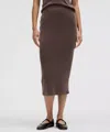 Lululemon Drapey Softstreme Column Midi Skirt In Brown