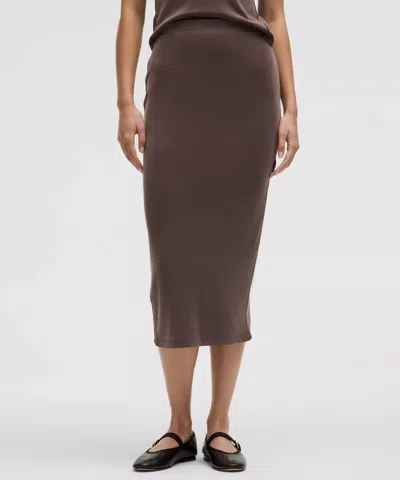 Lululemon Drapey Softstreme Column Midi Skirt In Brown
