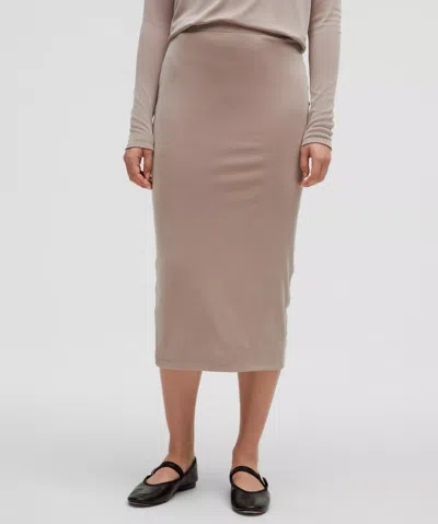 Lululemon Drapey Softstreme Column Midi Skirt In Brown