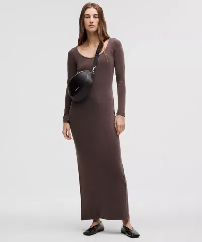 Lululemon Drapey Softstreme Long-sleeve Maxi Dress In Brown