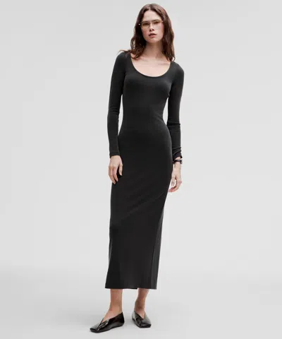 Lululemon Drapey Softstreme Long-sleeve Maxi Dress In Black