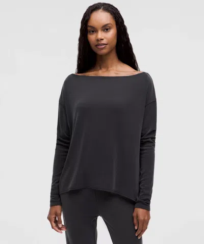 Lululemon Drapey Softstreme Off-the-shoulder Long-sleeve Shirt In Black