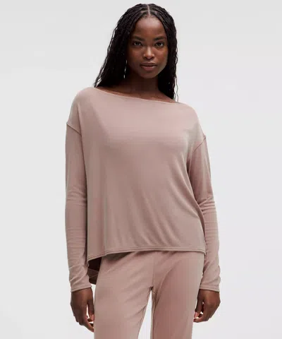 Lululemon Drapey Softstreme Off-the-shoulder Long-sleeve Shirt In Neutral