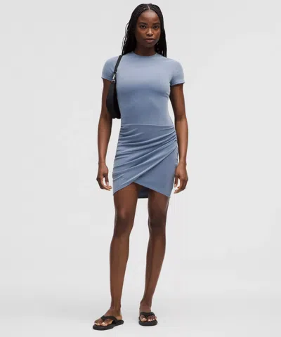 Lululemon Drapey Softstreme Wrap-skirt T-shirt Dress In Blue