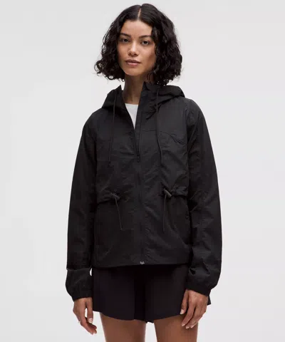 Lululemon Drawstring Water-resistant Hooded Jacket In Black