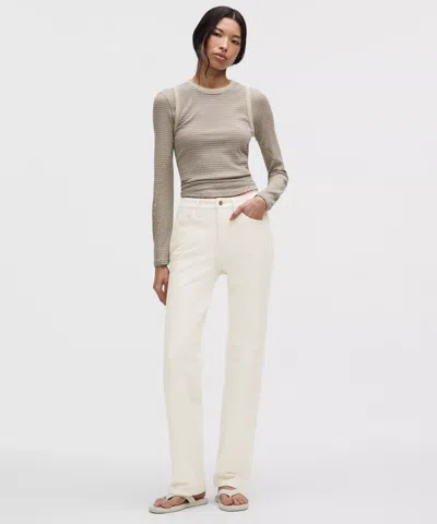 Lululemon Easy Five Mid-rise Relaxed Straight Pant In Light Ivory In Multi