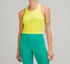 Lululemon Ebb To Street Cropped Raceback Tank In Yellow In Yellow