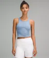 Lululemon Ebb To Street Cropped Racerback Tank Top Light Support, B/c Cup In Blue