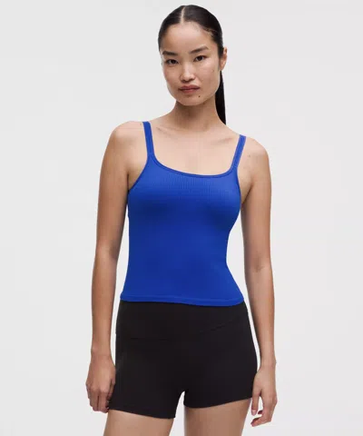 Lululemon Ebb To Street Scoop-neck Cropped Tank Top In Blue