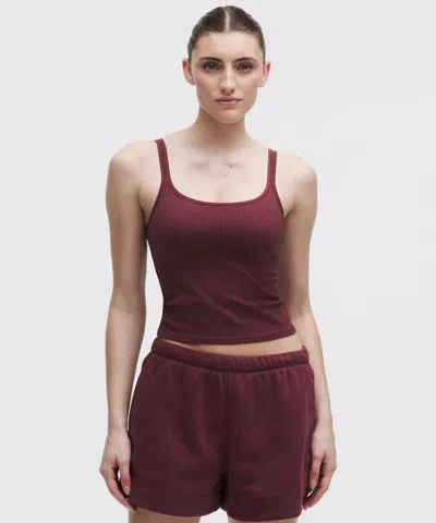 Lululemon Ebb To Street Scoop-neck Cropped Tank Top In Burgundy