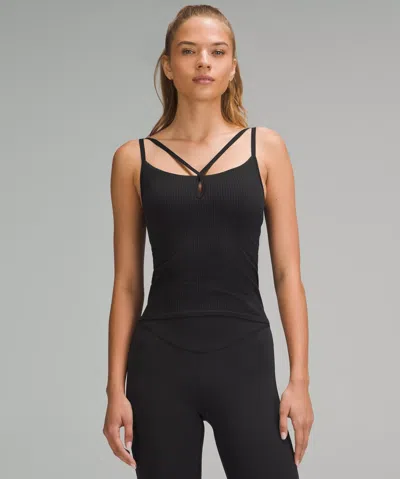 Lululemon Ebb To Street Strappy Tank Top Light Support, B/c Cup In Black