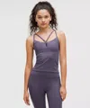Lululemon Ebb To Street Strappy Tank Top Light Support, B/c Cup In Purple