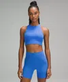 Lululemon Energy High-neck Longline Bra Medium Support, B-d Cups Tough In Blue