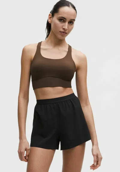 Lululemon Energy Longline Evolve Medium Support Sports Bra In Walnut Crunch/foam Cloud In Multi