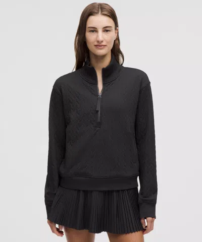 Lululemon Engineered Warmth Cable-knit Half Zip In Black