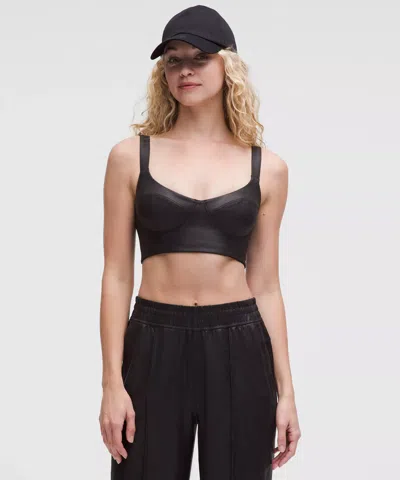 Lululemon Everlux Longline Workout Bra Light Support, A/b Cup Matte Foil In Black