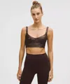 Lululemon Everlux Longline Workout Bra Light Support, A/b Cup Matte Foil In Brown
