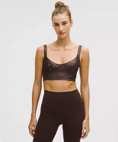 Lululemon Everlux Longline Workout Bra Light Support, A/b Cup Matte Foil In Brown