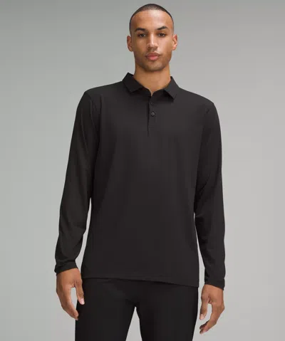 Lululemon Evolution Long-sleeve Polo Shirt In Black