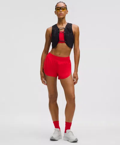 Lululemon Fast And Free High-rise Classic-fit Split Short 3" In Red