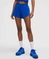 Lululemon Fast And Free High-rise Classic-fit Split Shorts 3" In Blue