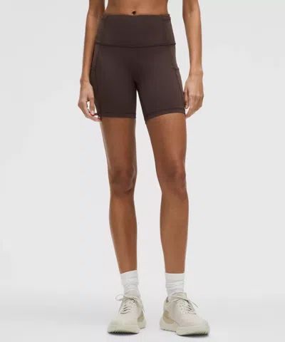 Lululemon Fast And Free High-rise Shorts 6" 7 Pocket In Brown