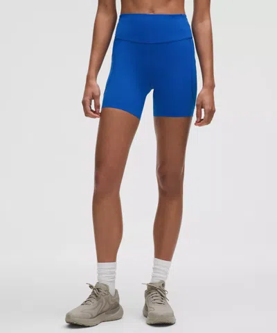 Lululemon Fast And Free High-rise Short 6" 5 Pocket In Blue