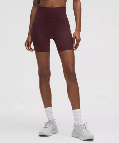 Lululemon Fast And Free High-rise Short 6" 5 Pocket In Burgundy