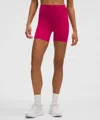 Lululemon Fast And Free High-rise Short 6" 5 Pocket In Pink