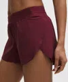 Lululemon Fast And Free High-rise Classic-fit Split Short 3" In Burgundy
