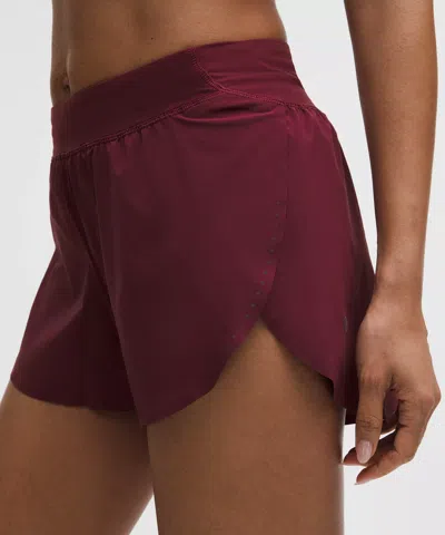 Lululemon Fast And Free High-rise Classic-fit Split Short 3" In Burgundy