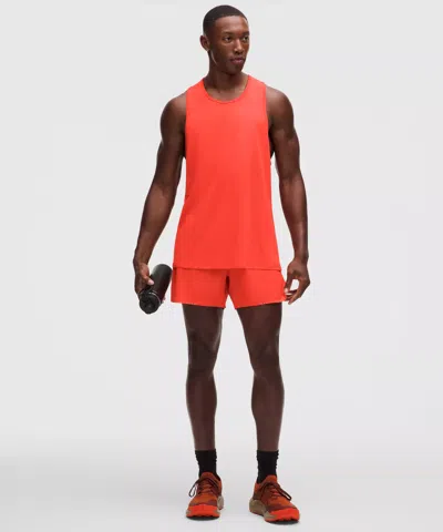 Lululemon Fast And Free Lined Running Short 5" In Orange