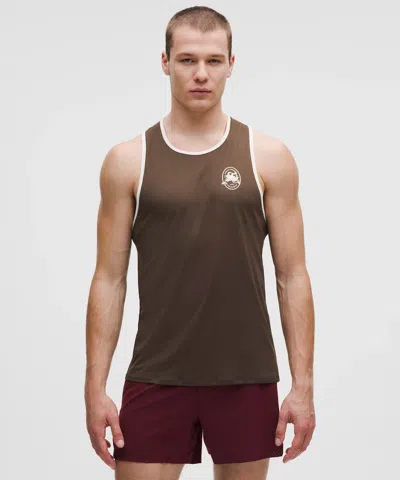 Lululemon Fast And Free Perforated Stripe Tank In Brown